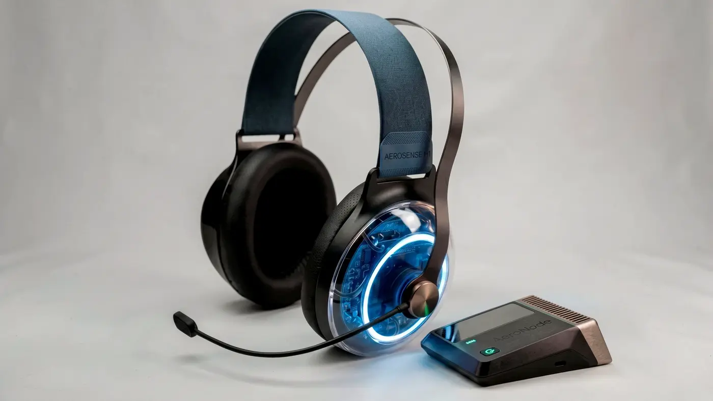 Aerosense H1 headset with the AeroNode hub